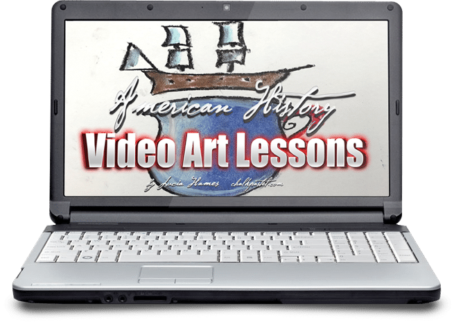 History and art are a wonderful combination! Make history come alive with chalk pastel art and our American History Video Art Lessons for all ages.