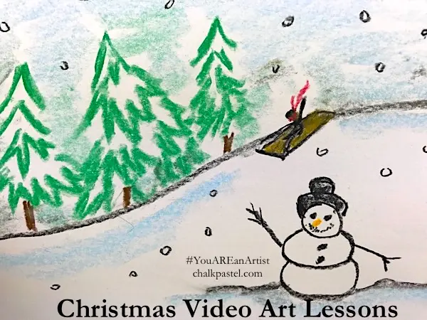 Festive Christmas Chalk Pastel Art Lessons For Kids - Nourishing My Scholar