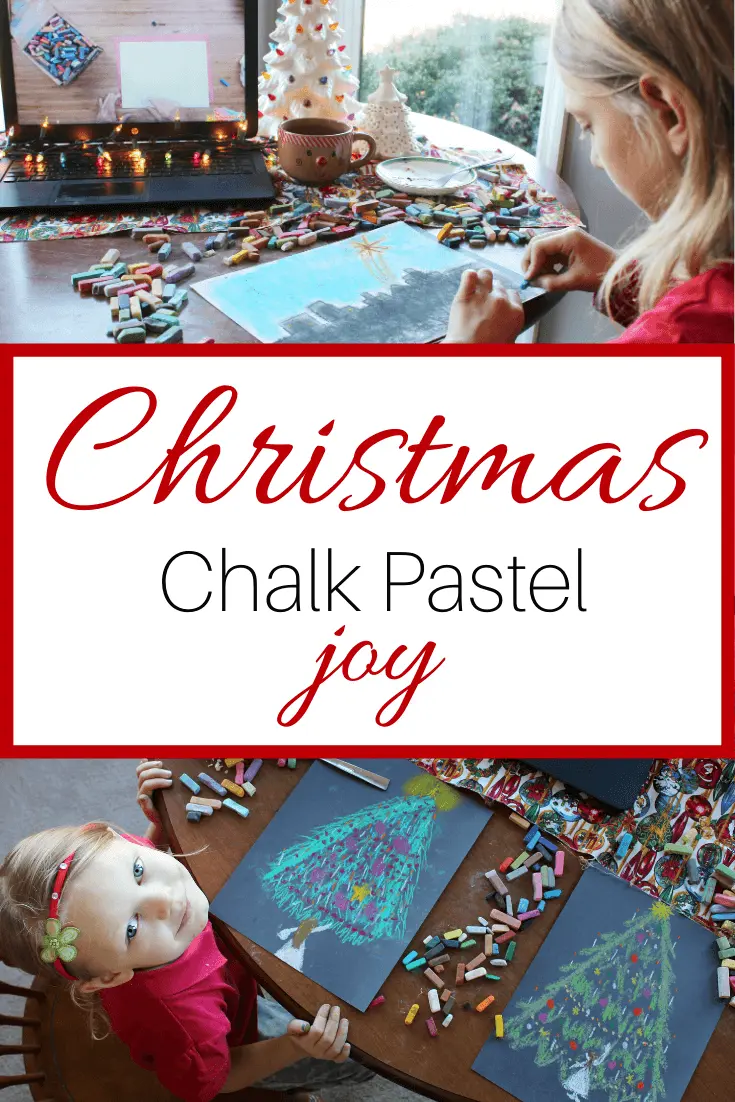 The beauty and magic of the holidays are upon us and your kids are going to love making Christmas chalk pastels. These fun and easy chalk pastel tutorials help bring joy and celebration to the holidays. Especially when you add in a mug of hot cocoa, some twinkly lights, and a little Christmas music for an extra bit of enchantment. It's Christmas chalk pastel joy.