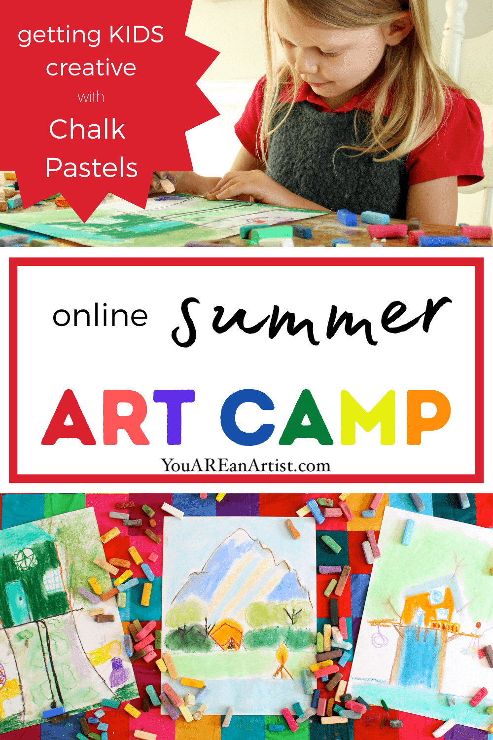 Even if you can’t get your children to a “real” summer art camp this year, I want to encourage you to explore an online camp. With the wonders of technology at our fingertips, this can be an amazing option for many families to choose from. Plus, art camp can be an easy way for kids to learn to express themselves this summer. That’s because art gives children the chance to be creative, carefree, and engaged. Your child will gain self-confidence as they develop the skills and techniques to bring their creations to fruition. No artistic talent needed. Just an openness to creative expression!