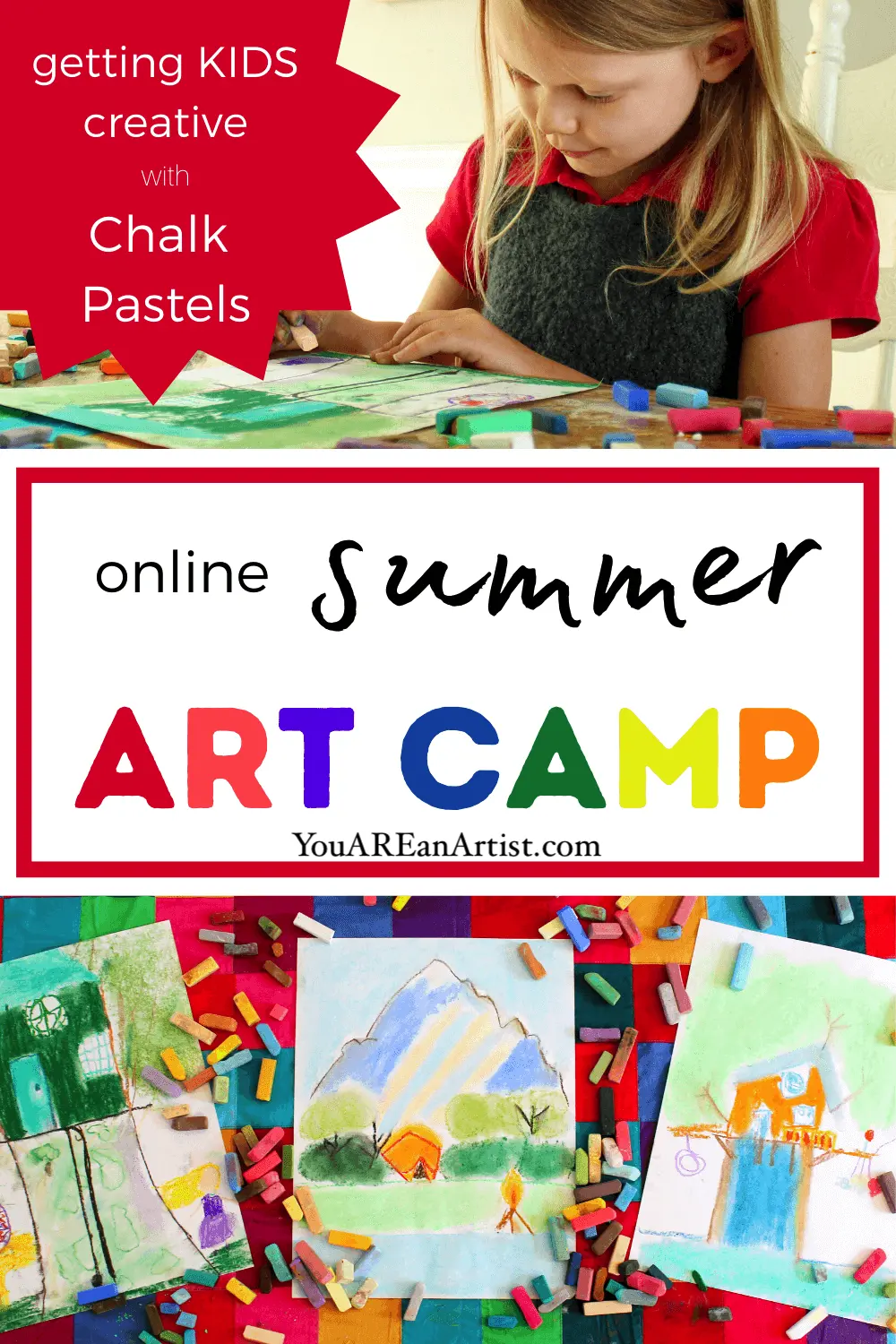 Even if you can’t get your children to a “real” summer art camp this year, I want to encourage you to explore an online camp. With the wonders of technology at our fingertips, this can be an amazing option for many families to choose from. Plus, art camp can be an easy way for kids to learn to express themselves this summer. That’s because art gives children the chance to be creative, carefree, and engaged. Your child will gain self-confidence as they develop the skills and techniques to bring their creations to fruition. No artistic talent needed. Just an openness to creative expression!