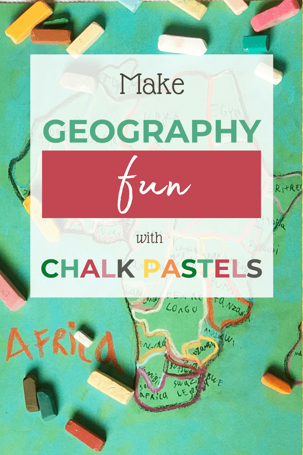 Make Homeschool Geography Fun with Chalk Pastels: Are you looking for a unique way to get your kids excited about maps, continents, countries and world landmarks? Maybe you have a hands-on learner that just needs something a little extra for their cartography lesson. Now you can make geography fun with chalk pastels! #homeschoolgeography #geography #chalkpastels #chalkpastelart #chalkpastelgeography #chalkpastelmaps #homeschoolart 