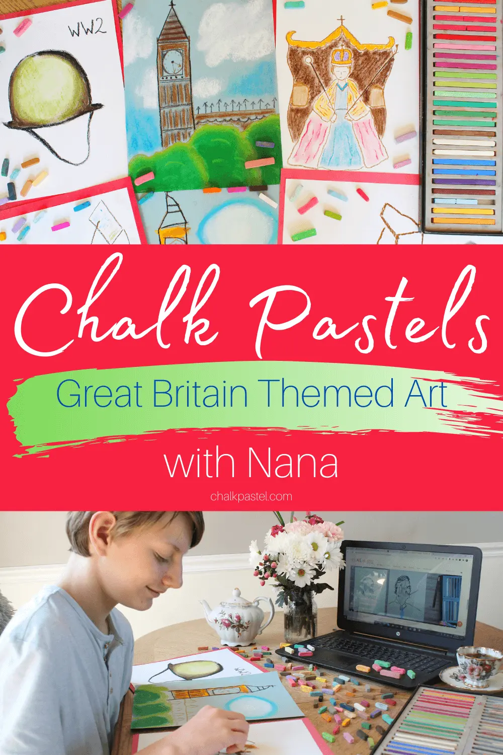 Chalk Pastels Great Britain Themed Art with Nana