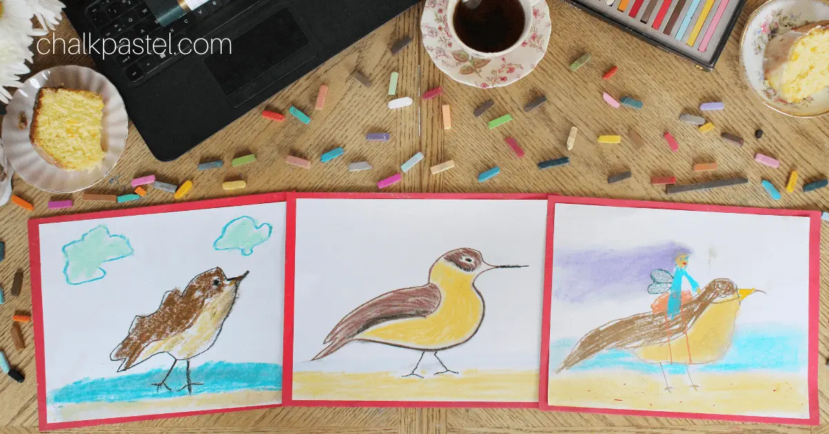 BIRD & FLOWERS Chalk Pastels Art Project