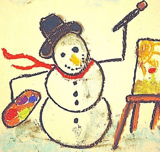 Not only can you make the snowman just like you’d like him, you can design your background, plus – decide what your snowman will paint! How to draw a painting snowman with chalk pastels. 