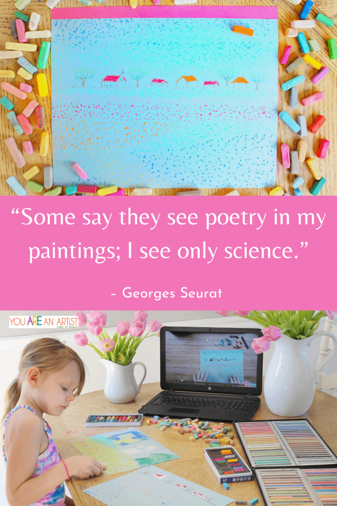 In his short life, famous artist Georges Seurat held a long-reaching paintbrush in his hand—his influence with that brush brought about a renewal of public interest in the Impressionist artists of the day—and changed how our very eyes can be coaxed into seeing colors optically. Listen to Nana's podcast on Seurat then enjoy Nana's art lesson!