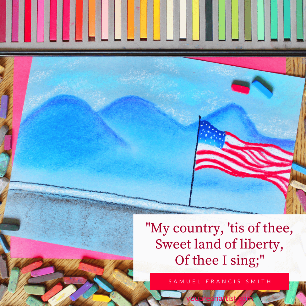 With these July homeschool art activities, you can celebrate Independence Day, Shark Week, blueberry month, famous authors birthdays, National Ice Cream Day, Moon Day and MORE!