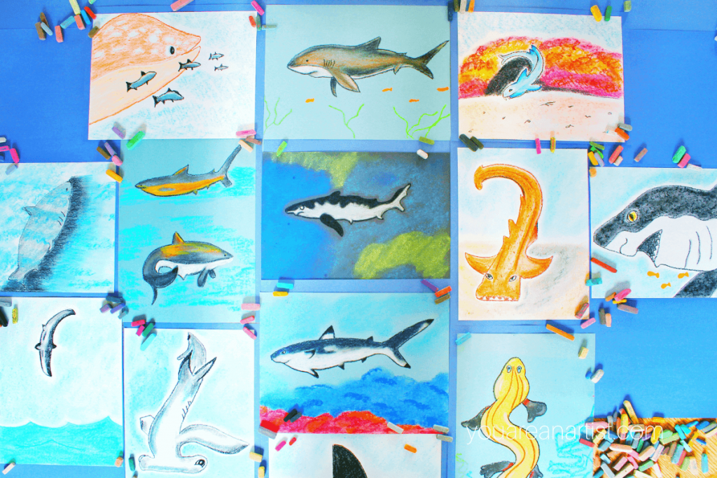 Chalk Pastels Shark Art for Kids
