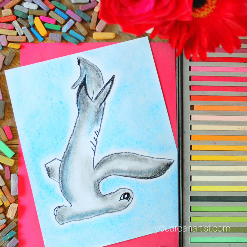 Chalk Pastels Shark Art for Kids
