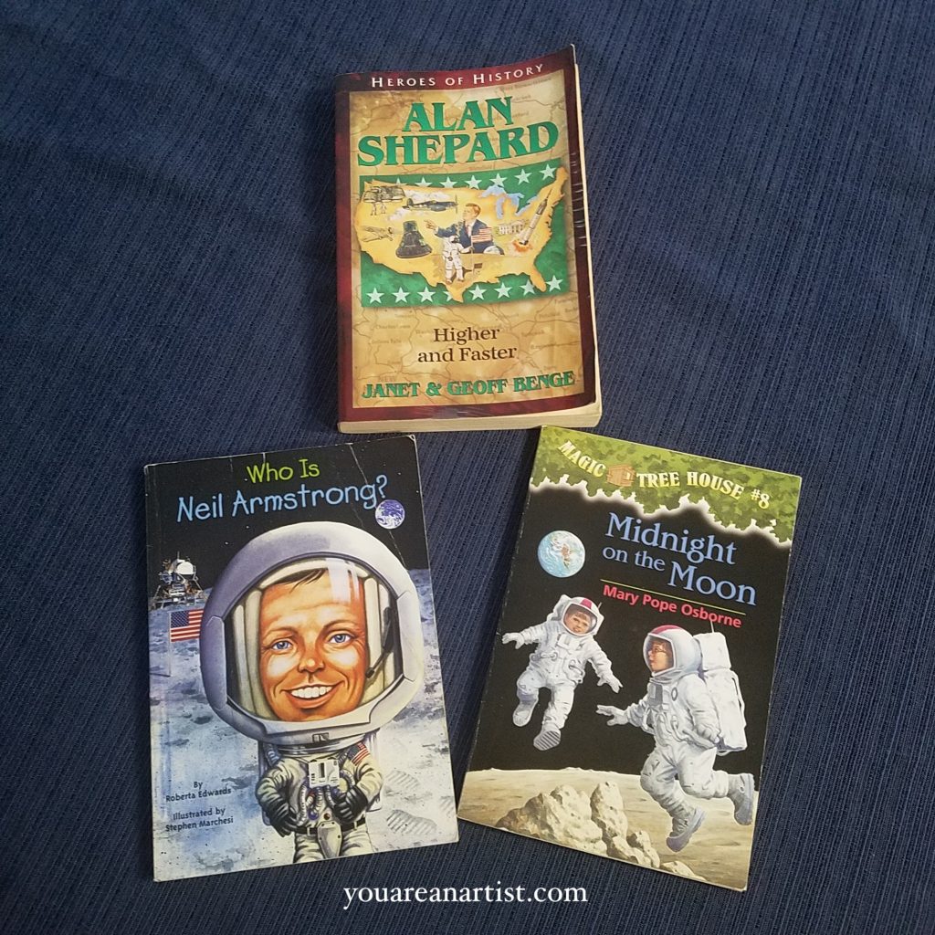 Homeschool Moon Missions Study: There are so many fun resources for learning more about the moon and space exploration. You can read books, do art projects, enjoy fun snacks, explore with a telescope or good binoculars, and there are many virtual learning opportunities. 