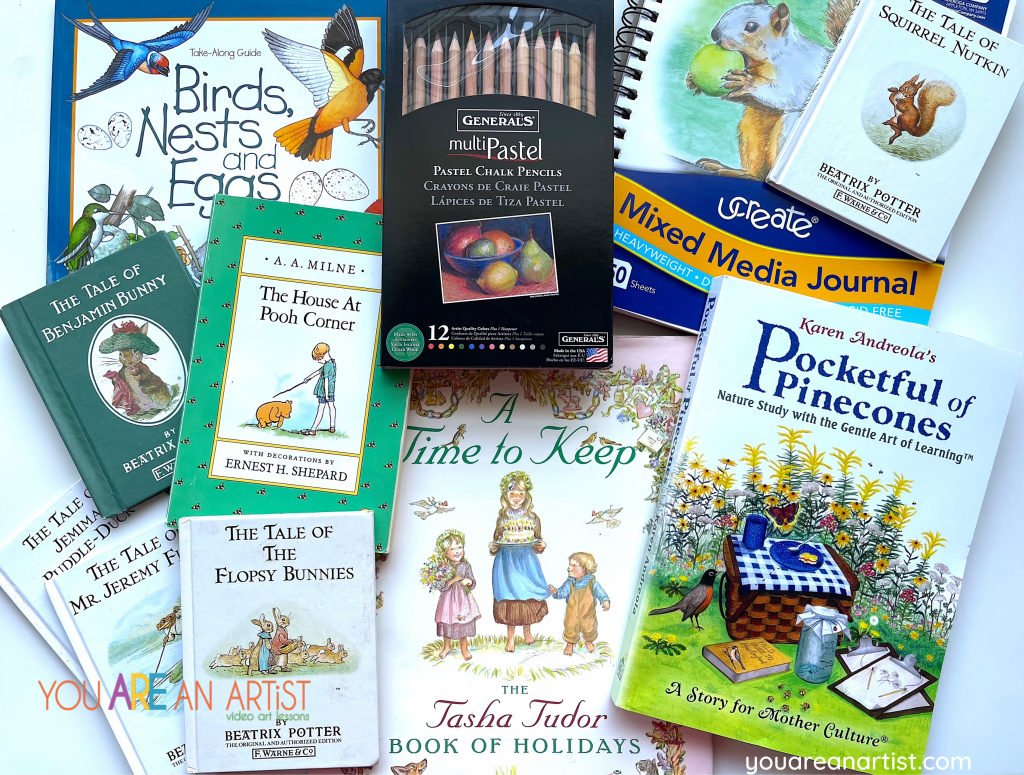 A Charlotte Mason Homeschool Bundle to go with Art Lessons for the Charlotte Mason Homeschool Family! You Are An Artist Lessons tie in so well with the Charlotte Mason philosophy. 