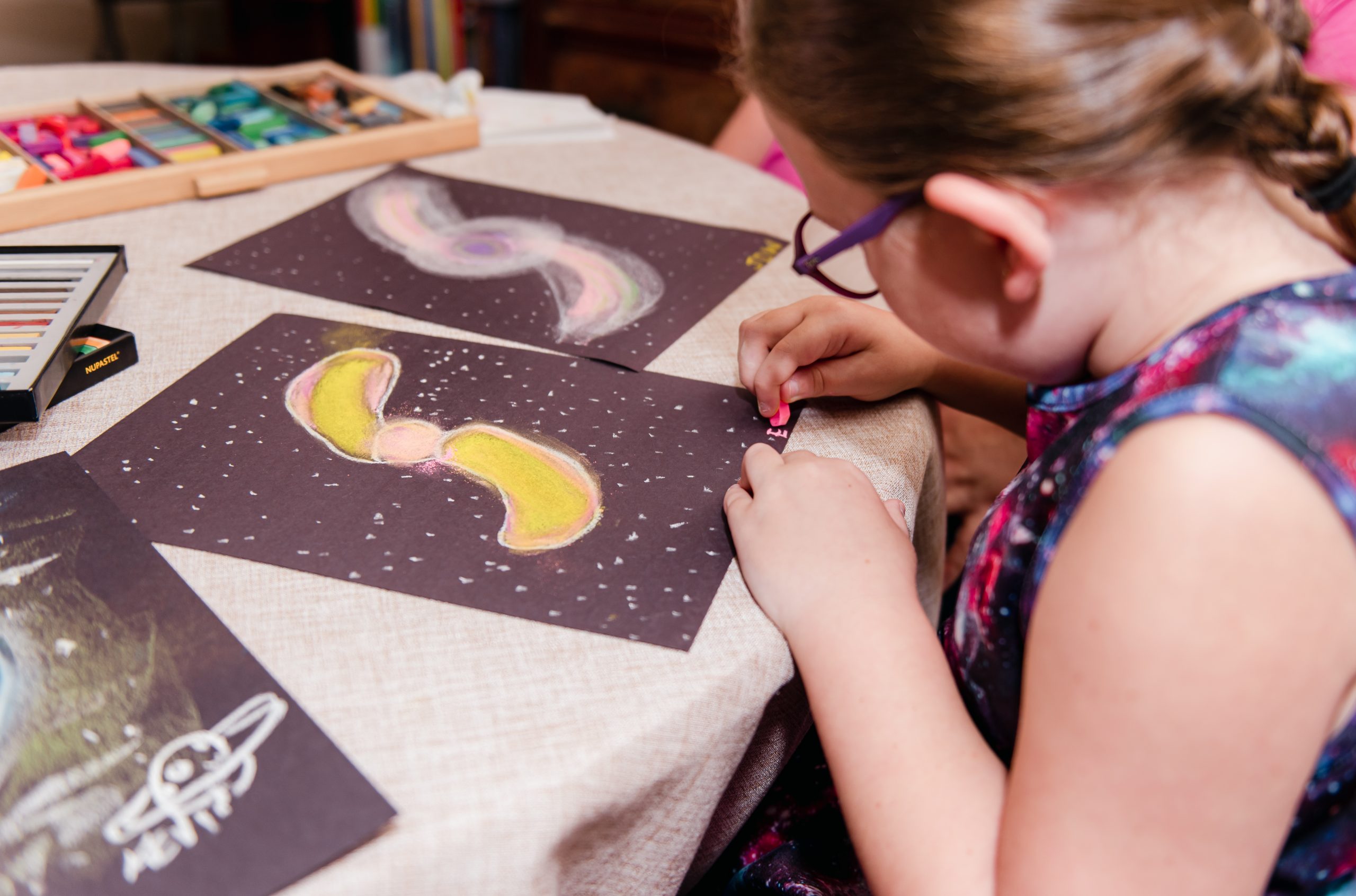 Chalk Pastel art during our morning basket time