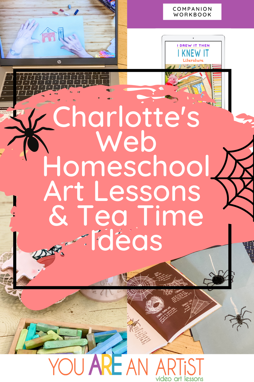 We have some Terrific Charlotte's Web homeschool art lessons to help you make lasting memories with your children while creating together! #homeschoolart #onlineartlessons #charlottesweb #booksforkids #charlotteswebart