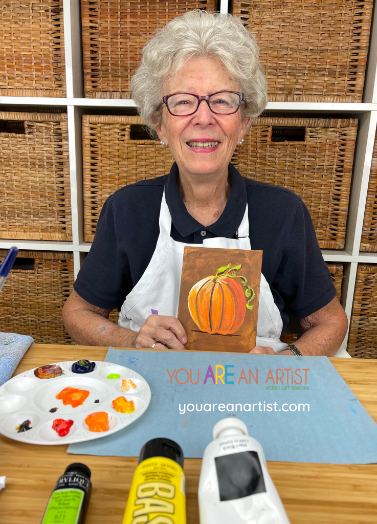 Join Nana in the You ARE an ARTiST Clubhouse for a fall acrylic pumpkin art lesson for your homeschool.