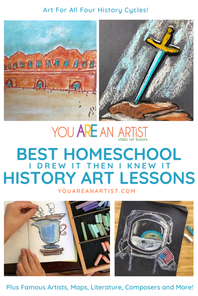 Art Lessons for your homeschool history curriculum! Nana's I Drew It then I Knew It video lessons are the easy - and fun - way to learn history. Ancient, medieval, early American and modern history. 