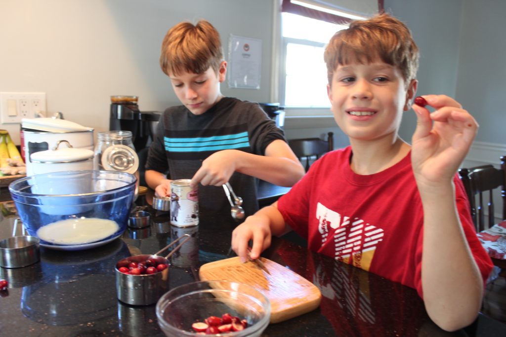 Baking with cranberries for Cranberry Thanksgiving homeschool study
