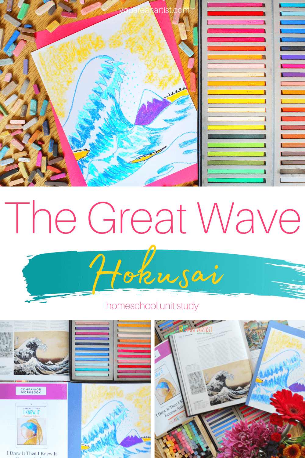 Hokusai The Great Wave Homeschool Unit Study: With Nana's video art lesson and other resources, your kids will love learning about Hokusai's The Great Wave! #arteducation #Hokusai #TheGreatWave #HokusaiTheGreatWave #homeschool #famousartist #podcast