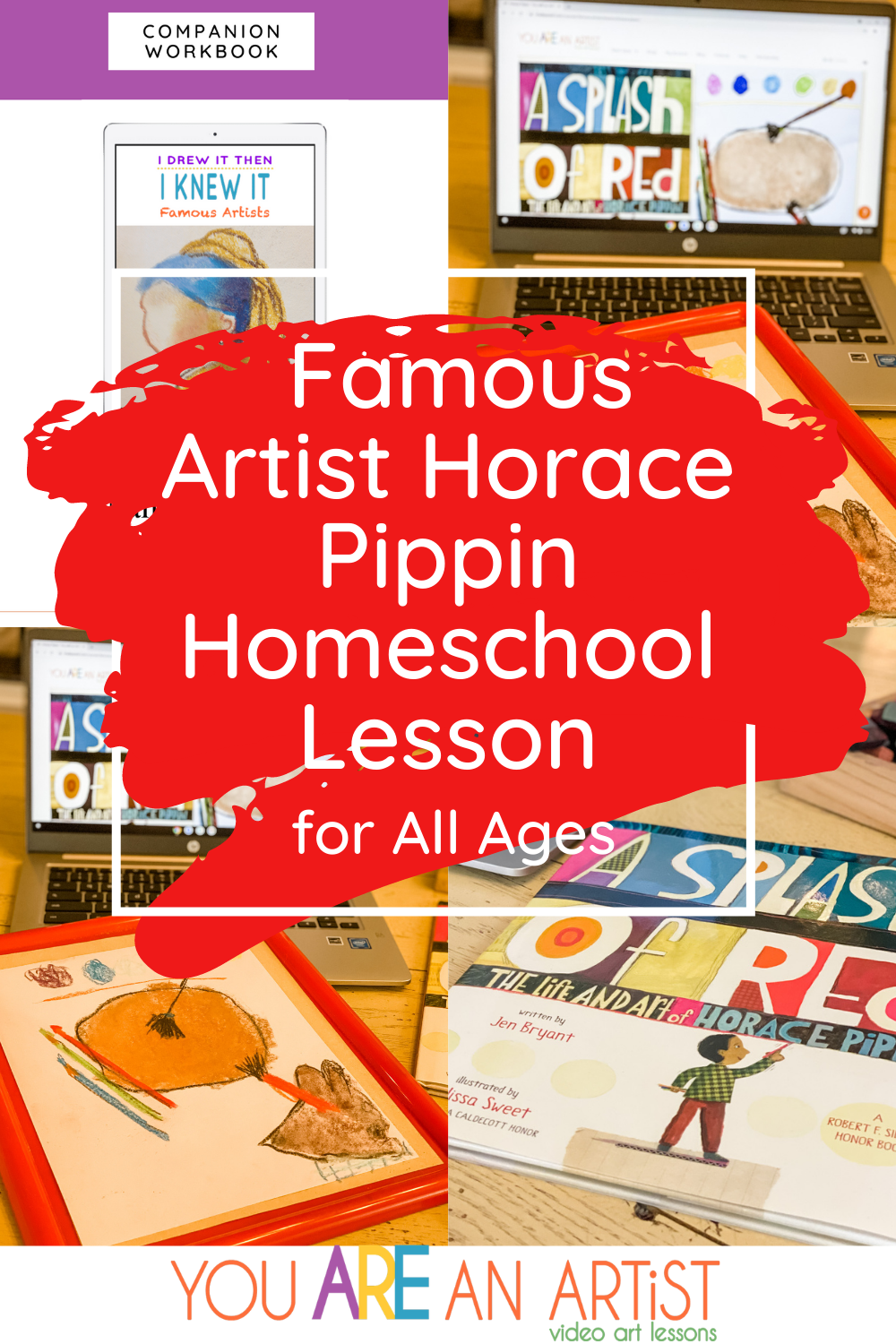 Enjoy homeschool art appreciation with famous artists! Our Horace Pippin homeschool art lesson is great for any age. #horacepippin #famousartists #homeschoolart #onlineartlessons 