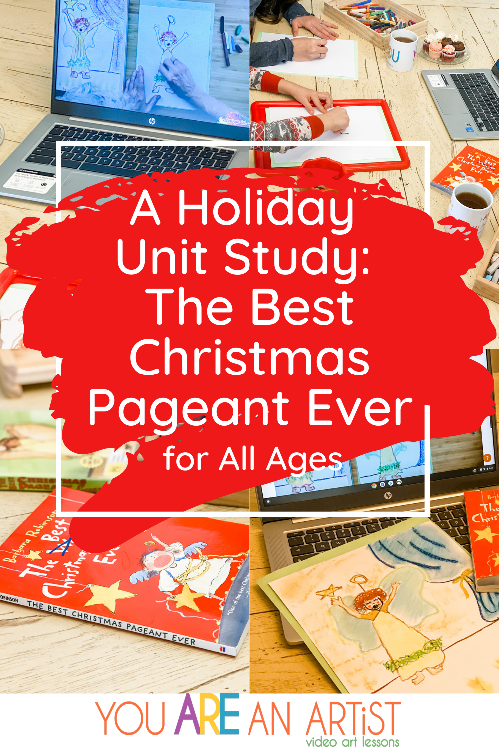 Enjoy these fantastic ideas for creating a unit study around The Best Christmas Pageant Ever and an art lesson to pair with it! #thebestchristmaspageantever #homeschoolart #christmasartforkids 