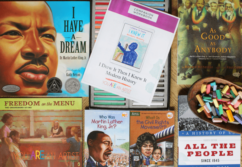 Celebrate Martin Luther King Jr Day - These January homeschool art activities will keep you going through the coldest month of the year with fun, indoor projects for all ages. 