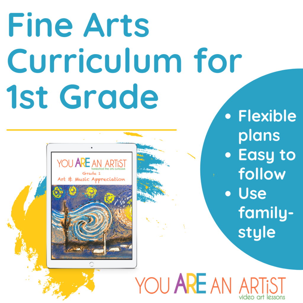 This first grade art and music curriculum for your homeschool is an overview year for art and music appreciation. Use with a variety of ages!