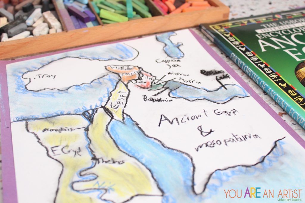 Draw a map of Ancient Egypt - Engaging Charlotte Mason geography activities for your homeschool with map study, drawing, and discussion. All are vital to an understanding of history.