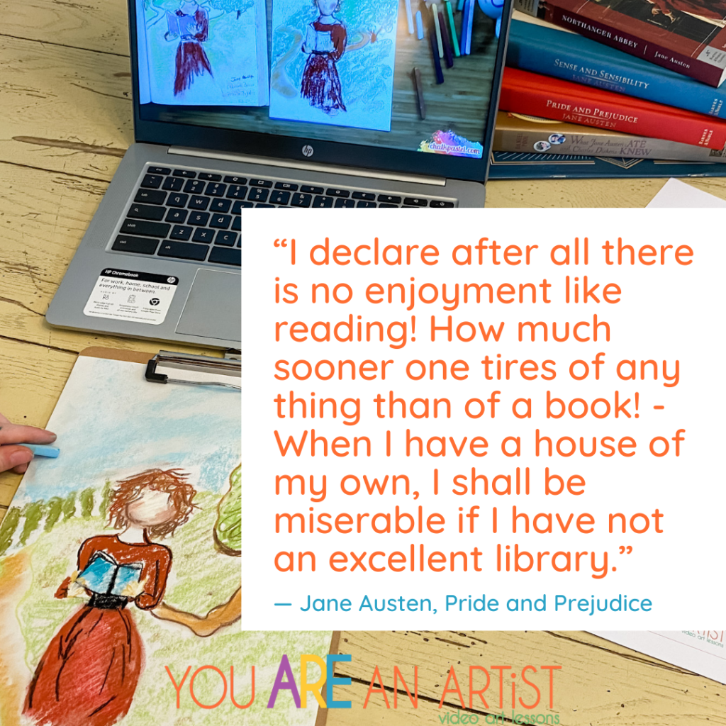 Here are plenty of resources and ideas that will help your family dive headfirst into the world of Jane Austen for high school literature. #janeausten #homeschoolart #highschoolliterature