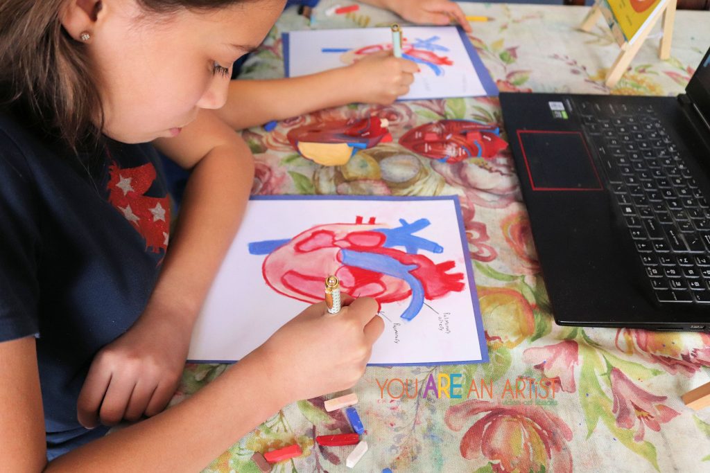 Nana’s human heart activity for kids is a great hands-on homeschool science experience that highlights art, writing, diagramming, plus an exposure to brand new vocabulary. It's a combination of multiple subjects all in one spot!