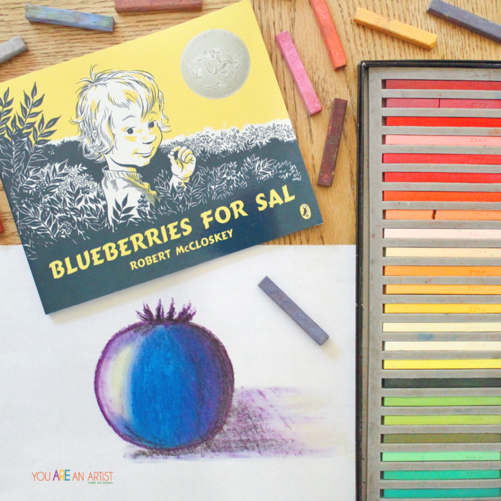 Blueberries for Sal and a blueberry homeschool art lesson. Such a great combo for a homeschool activity!
