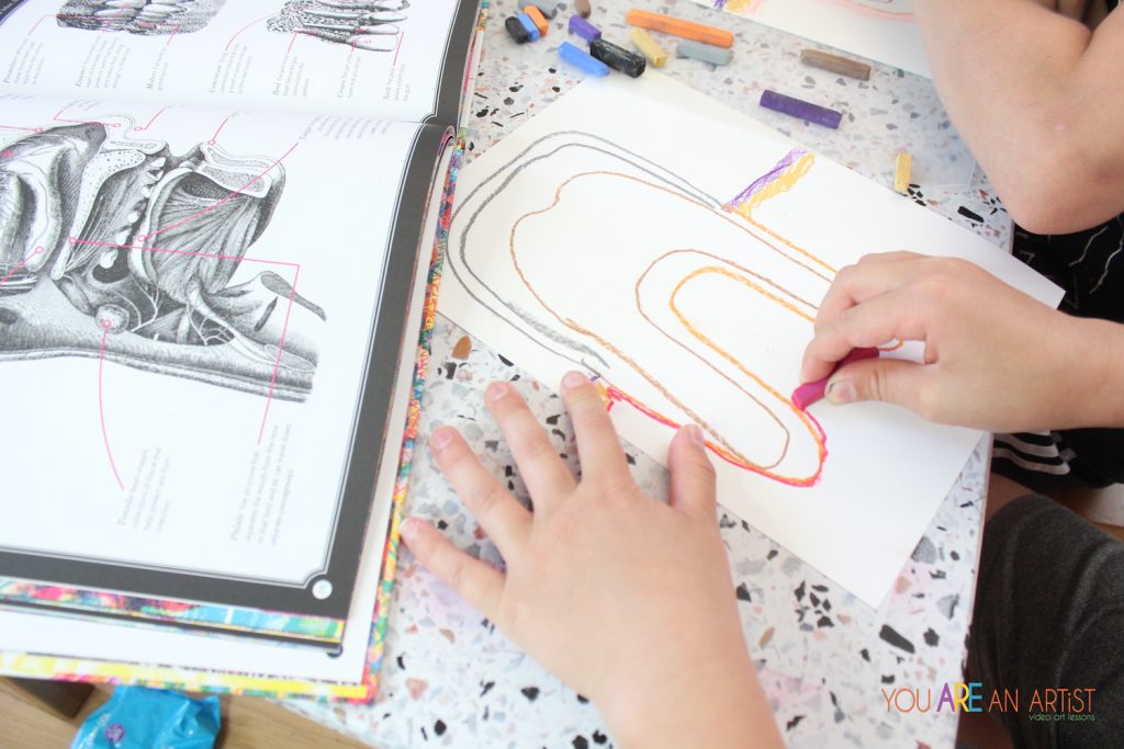 Nana’s video art lesson is a tooth diagram activity that highlights the many-colored wonder of these curious cuspids. Great homeschool science!