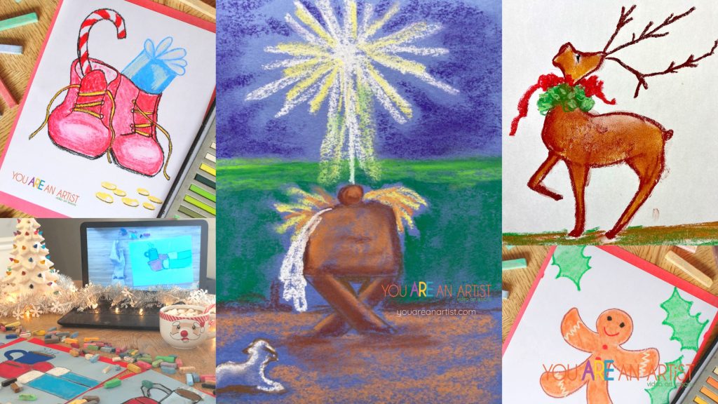 These December art activities have everything you need for holiday homeschooling. Includes online lessons and extension activities.
