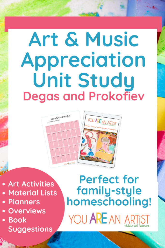 The Degas and Prokofiev Homeschool Art And Music Appreciation Study includes activities, materials lists, planners, book suggestions and more!