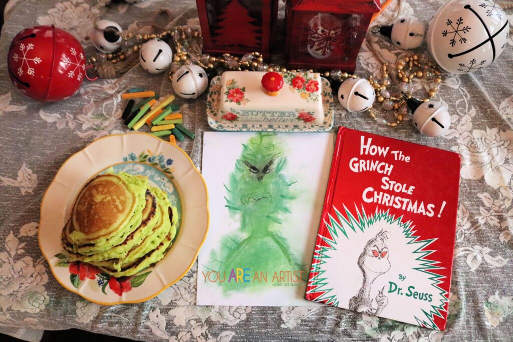 It’s tradition for us to dress up as Who’s, read How the Grinch Stole Christmas, and eat  green Grinch-cakes. In the last several years, we have added Nana’s lesson into our Who-Ville party! Take out all your green shades of chalk pastels and get ready to paint The Grinch! You can enjoy Nana's lesson here.