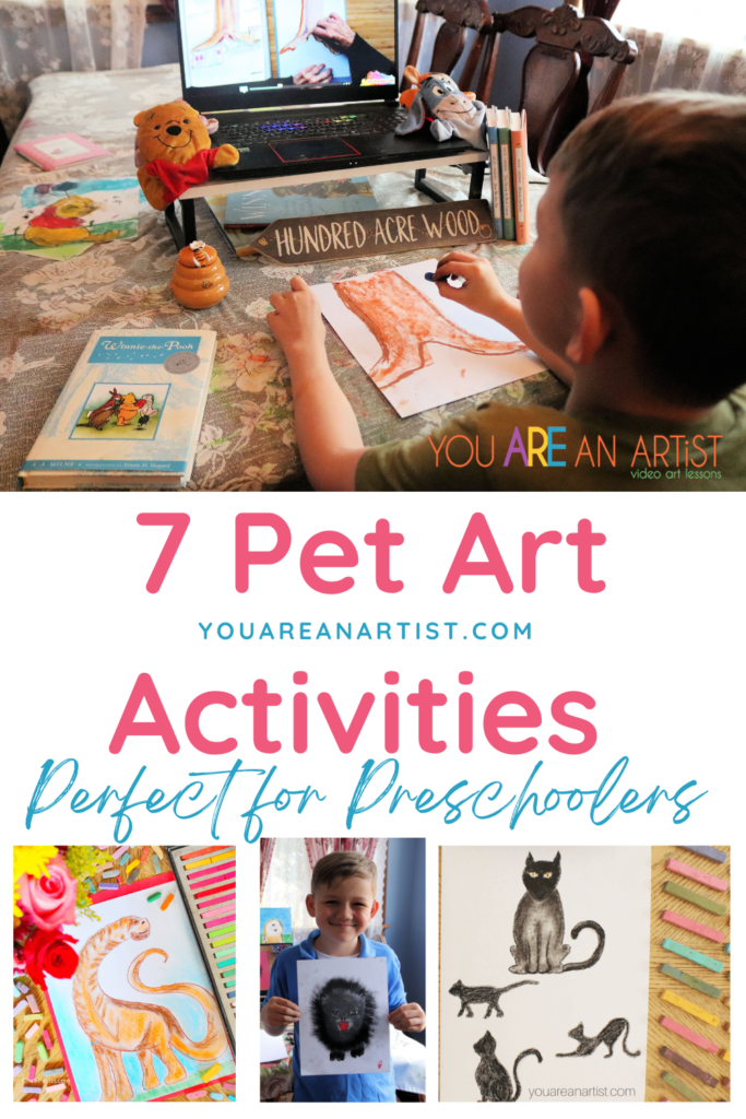 These pet art activities for preschoolers are ideal for learning and fun. Includes baby animals, cats and even dinosaur lessons.