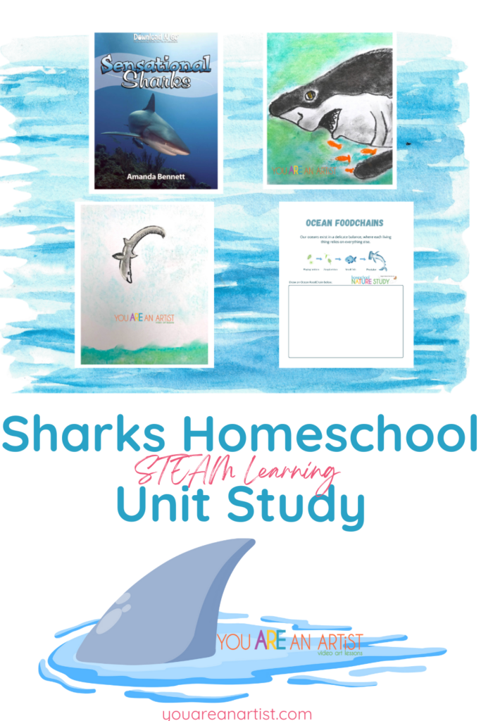 This sharks homeschool unit study exemplifies our STEAM approach to learning. Integrated lessons include literature, science, art and nature study.