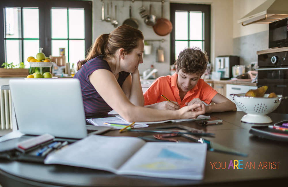 Making room for creativity in your homeschool NOT another complicated project requiring a trip to the craft store. Just a simple way to bring art into your homeschool throughout the year.