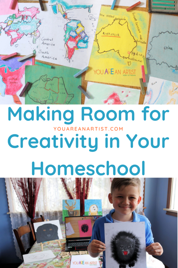 Making room for creativity in your homeschool NOT another complicated project requiring a trip to the craft store. Just a simple way to bring art into your homeschool throughout the year.